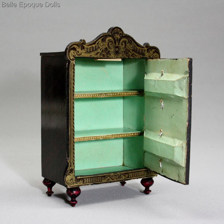 Antique dolls house furniture boulle style , biedermeier salon , Puppenstuben zubehor wagner sohne