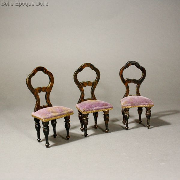 balloon back victorian miniature chairs , Puppenstuben mobel salon  , Antique dolls house german furniture 