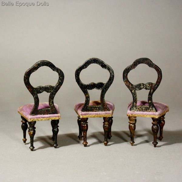 balloon back victorian miniature chairs , antique victorian dollhouse faux grained furniture 