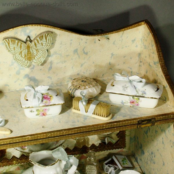 Antique doll toilette for fashion dolls , Puppen schonheitspflege set , Antique French Doll toilette salon