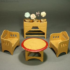 Dollhouse Wicker-like pressed Cardboard Furniture Set - By Karl Schreiter