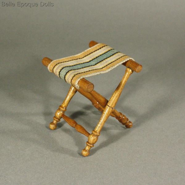 Antique dolls house furniture campaign stool , Puppenstuben zubehor