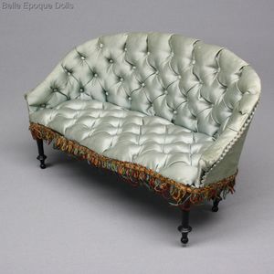 Antique French salon furniture , Tufted upholstery Napoleon III miniature salon  , Möbel Salon für antike französische modepuppe  