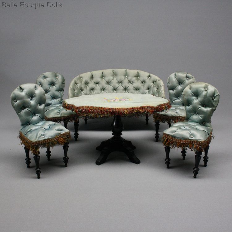 Mbel Salon fr antike franzsische modepuppe  , Tufted upholstery Napoleon III miniature salon 
