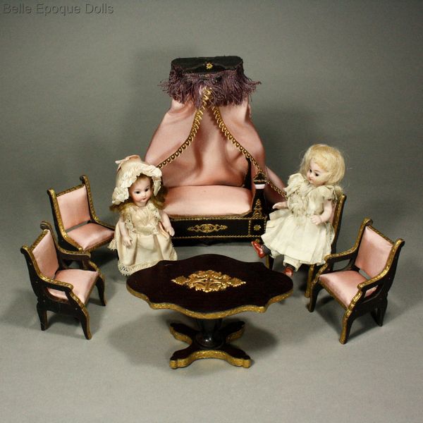 Antique dolls house french furniture bolant badeuille , Franzosiche Puppenstuben zubehor 