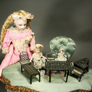 Antique dolls house furniture simon rivollet , Antique Dollhouse metal miniature , Puppenstuben zubehor aus metall 