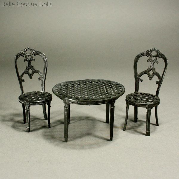 Antique dolls house metal furniture  , Puppenstuben  zinn mobel