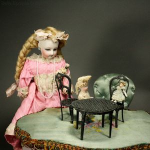 Antique Dollhouse miniature metal furninshings ,  , Puppenstuben  zinn mobel 