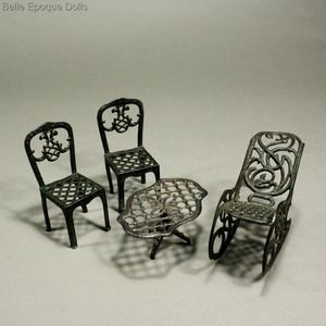 Antique Metal Furnishings for Small Dollhouse
