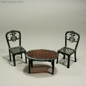 Antique Simon  Rivollet metal Parlor Set to make a gift to your Doll !