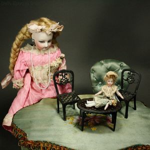 Antique dolls house metal furniture  , Antique Dollhouse miniature simon rivollet , Puppenstuben zubehor aus zinn 