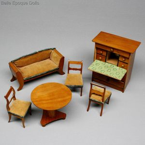 Antique Miniature Light Wood Parlor Furniture - Biedermeier Era