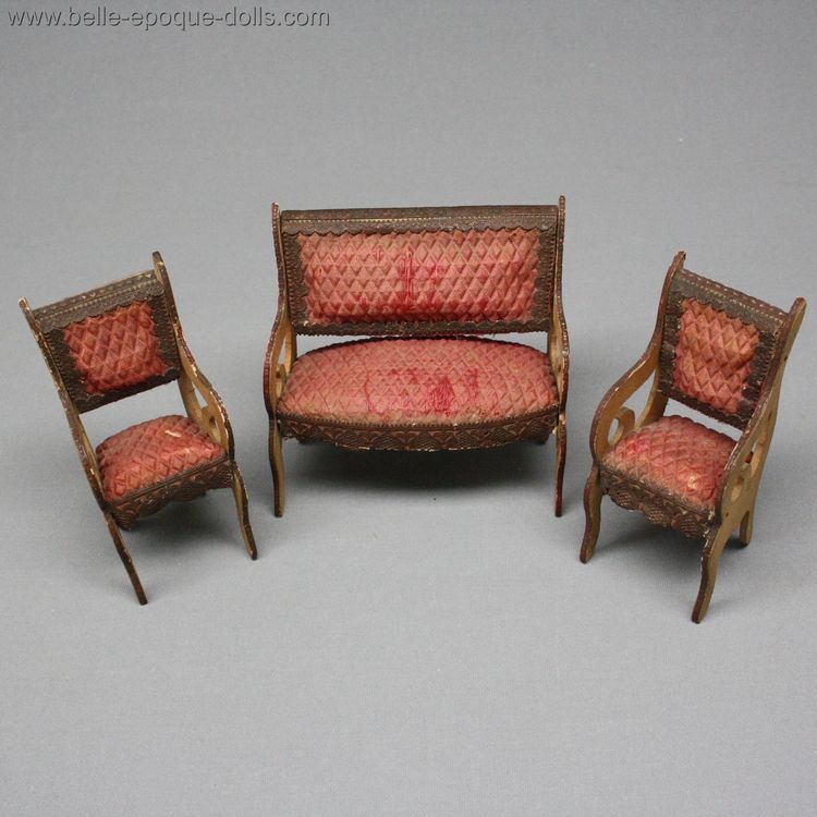 Antique dolls house furniture chair , Puppenstuben zubehor badeuille