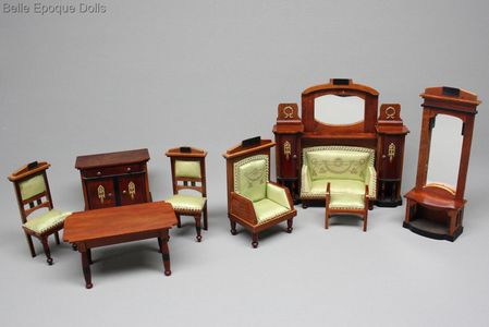 Antique German Dollhouse Furniture for Two-Rooms Dollhouse