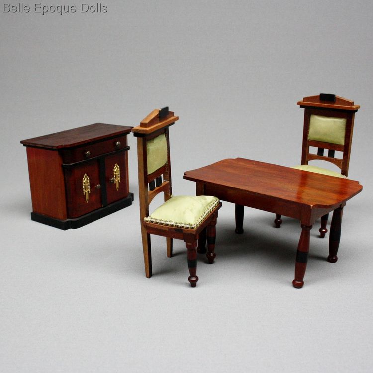 Gottschalk or Eppendorfer Nacke , Antique dolls house German  wooden furniture  , Antique Dollhouse miniature furnishings 