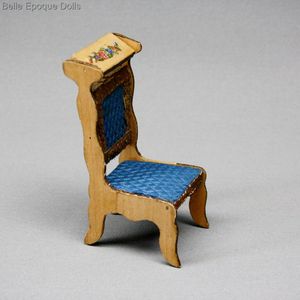 Antique dolls house furniture wooden prie dieu Badeuille , Antique Dollhouse miniature prie dieu chair , Puppenstuben zubehor 