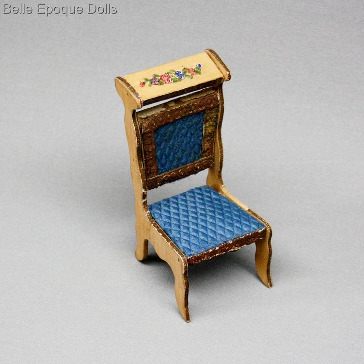 Antique dolls house furniture wooden prie dieu Badeuille , Puppenstuben zubehor