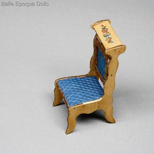 Antique Dollhouse miniature prie dieu chair , Antique dolls house furniture wooden prie dieu Badeuille , Puppenstuben zubehor 