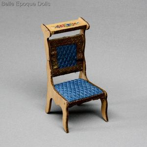 Antique dolls house furniture wooden prie dieu Badeuille , Antique Dollhouse miniature prie dieu chair , Puppenstuben zubehor 