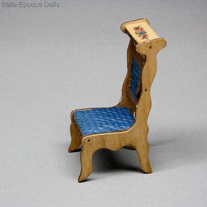 Antique Dollhouse miniature prie dieu chair , Antique dolls house furniture wooden prie dieu Badeuille , Puppenstuben zubehor 