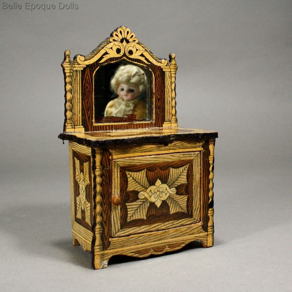 Antique Dollhouse Lithographed furniture miniature , Puppenstuben zubehor lithograph papier beklebt uberlackiert