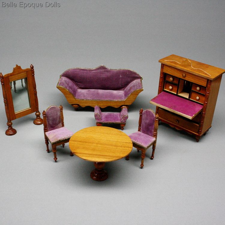 purple velvet , Puppenstuben zubehor , Antique dolls house furniture 