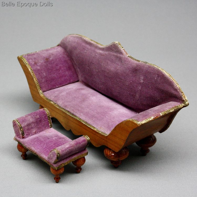 purple velvet , Puppenstuben zubehor , Antique dolls house furniture 