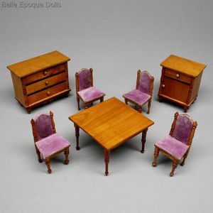 Antique Dollhouse Walterhausen Furniture Set - Dining Room furnishings