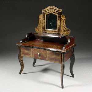 Antique Dollhouse Dressing Table in Boulle style Wagner & Sohne 