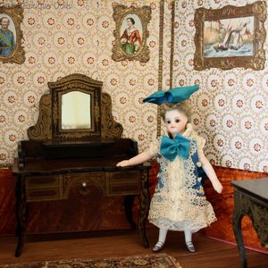 Antique Dollhouse Dressing Table in Boulle style - By Wagner  Sohne