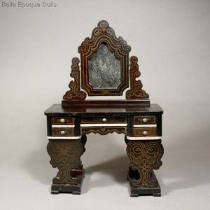 Very Rare Antique German Wooden Dressing Table in Boulle Style
