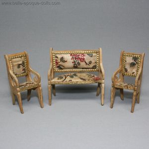 Antique Miniature Parlor Set for tiny dollhouse - By Louis Badeuille