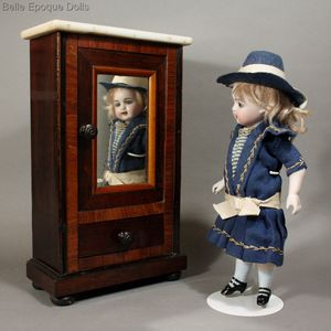 Beautiful Antique French Armoire with Marble Top for Dolls or Petite Fashion Dolls