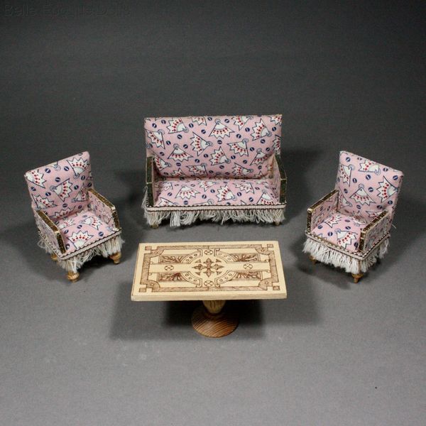 Antique German dolls house furniture salon , Puppenstuben zubehor