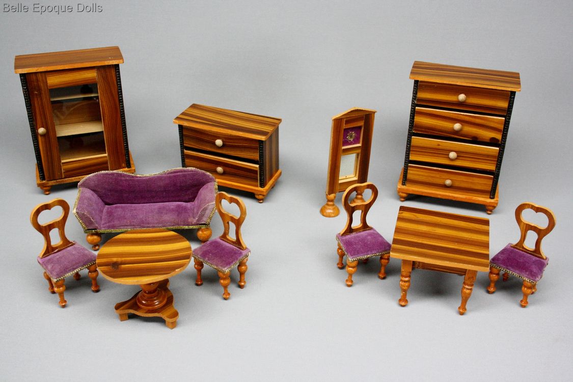 Antique Dollhouse miniature , False grained antique furniture