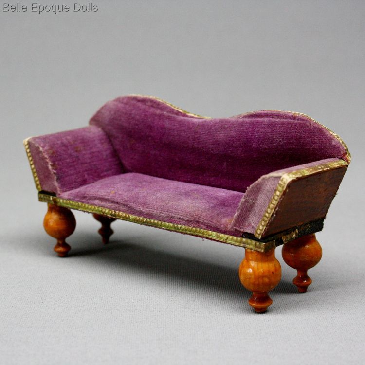 Antique Dolls House Furniture / Dollhouse False Grained Furniture Set