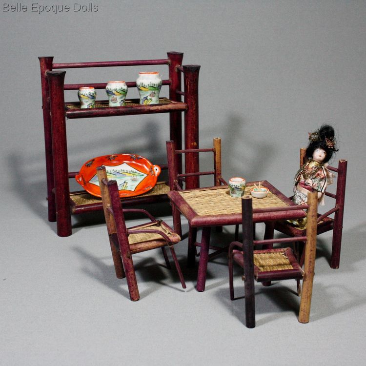 Antique dolls house furniture Japanese all-bisque doll , Puppenstuben zubehor