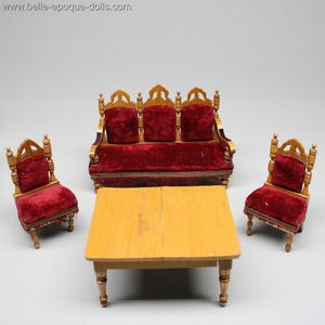 German Dining Furnishings with Burgundy Velvet Upholstery - By Schneegas.