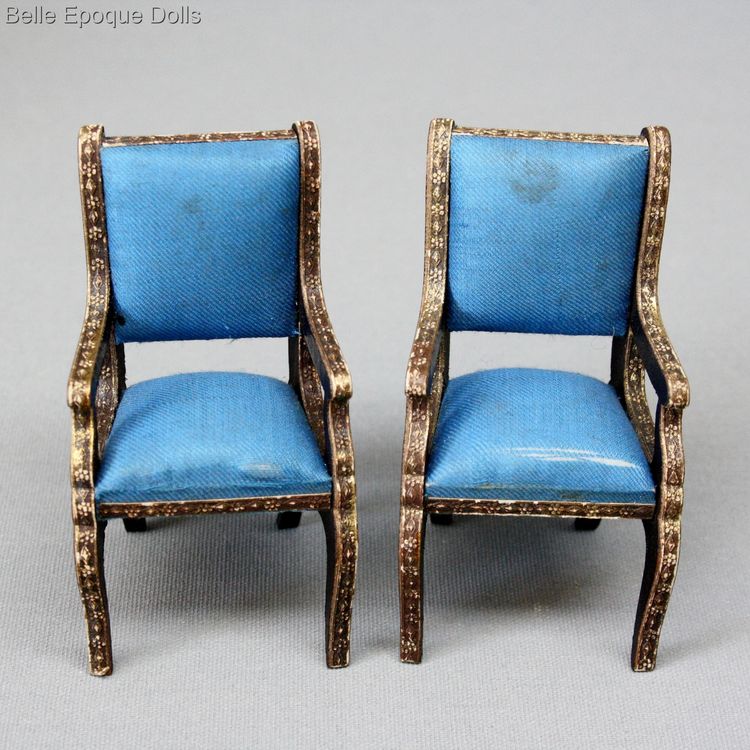 Antique Dollhouse miniature French salon , Louis Badeuille furniture , Antique Dollhouse miniature French salon