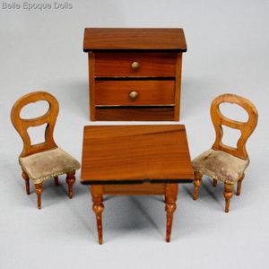 Antique Small Size Dollhouse Furniture - The Dining Room