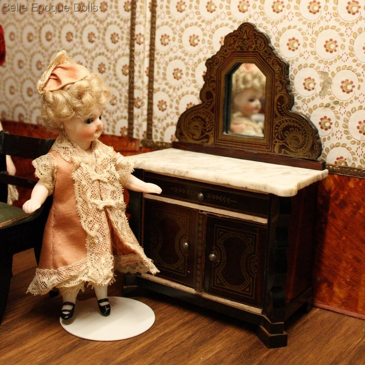 Antique Dollhouse miniature boulle biedermeier , wagner sohne furniture