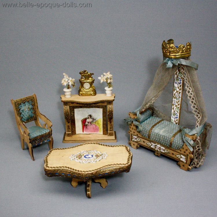 Antique Dollhouse miniature badeuille , Badeuille parlor