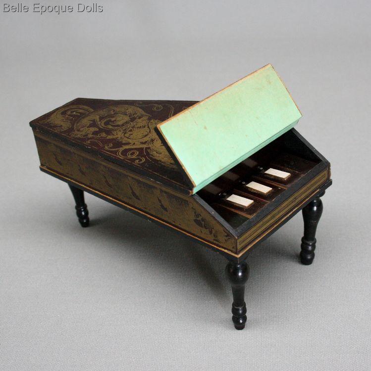 wagner sohne furniture , Antique Dollhouse miniature piano biedermeier boulle , Puppenstuben zubehor piano