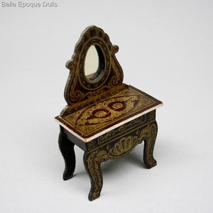 Puppenstuben zubehor , Antique Dollhouse miniature boulle washstand , Biedermeier washstand 