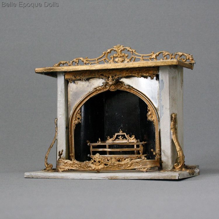 Antique Dollhouse miniature metal fireplace , Puppenstuben zubehor mobel