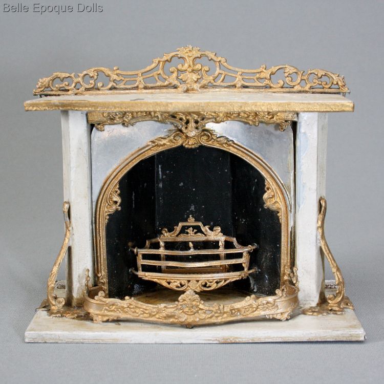 Puppenstuben zubehor mobel , Antique Dollhouse miniature metal fireplace , Puppenstuben zubehor mobel