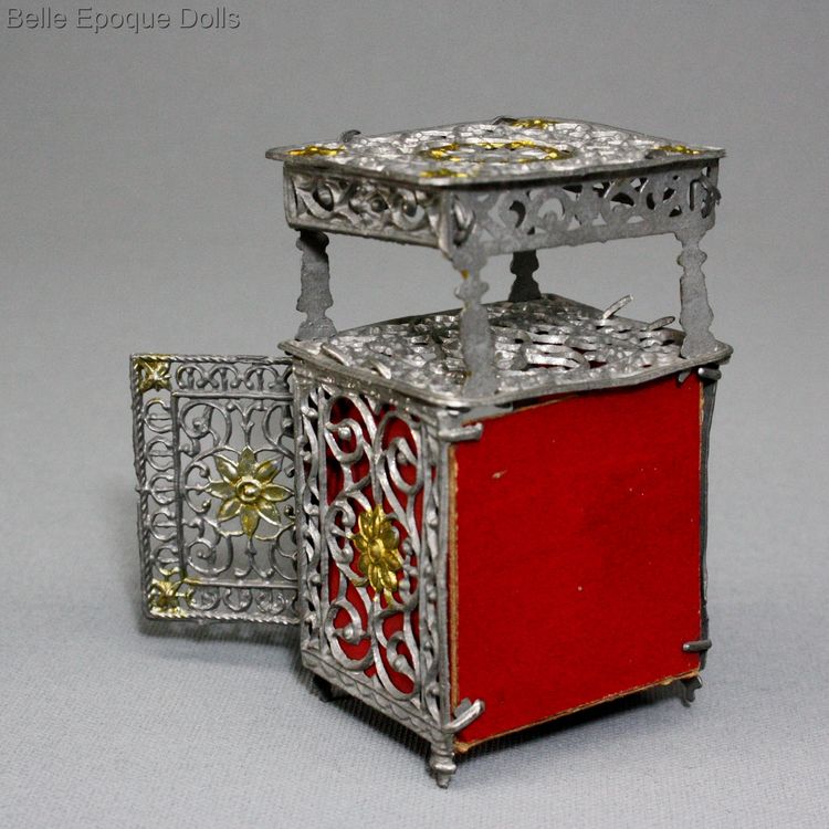 Antique Dollhouse miniature soft metal cabinet , Puppenstuben zubehor 