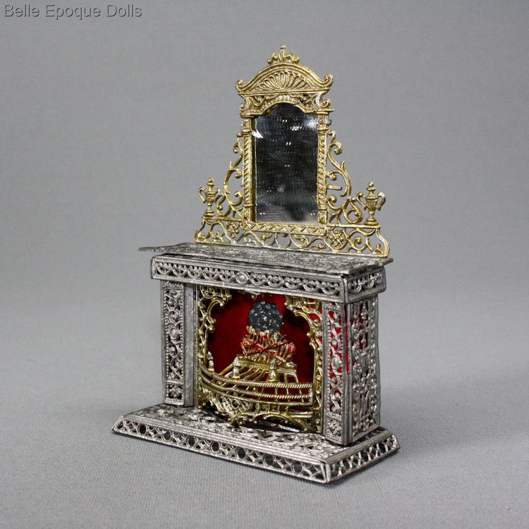 Puppenstuben zubehor , Antique Dollhouse miniature metal fireplace , Puppenstuben zubehor