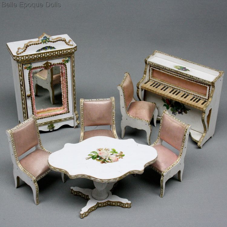 Early French salon  ,  Antique French wooden salon with floral design 