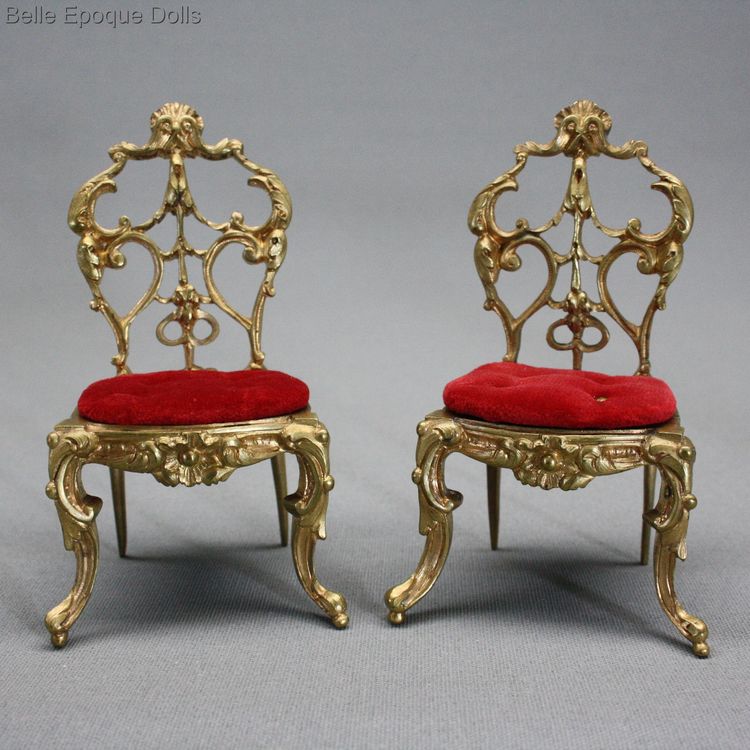 Antique dolls house gilded cast bronze furniture , Puppenstuben zubehor